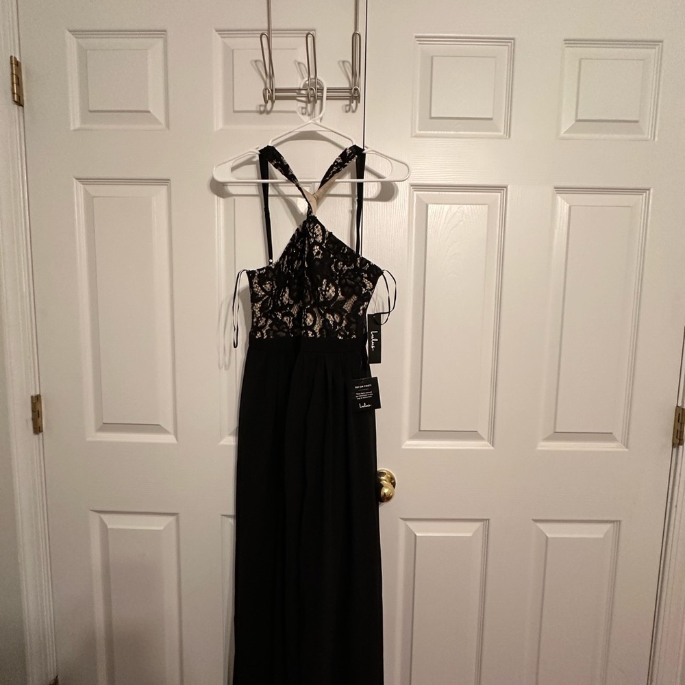 Lulu's Black Lace Bodice Prom Dress